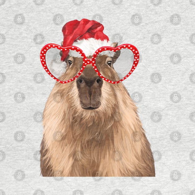 Christmas Hipster Capybara by bignosework